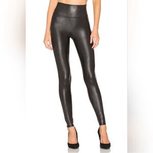 SPANX Black Faux Leather Leggings Size Medium